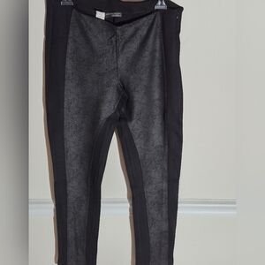 ZARA Texured Leggings In Gray & Black With Side Zipper